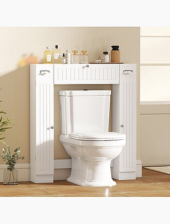 Meuble wc dessus de toilette multi-rangement blanc