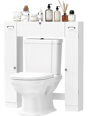 Meuble wc dessus de toilette multi-rangement blanc