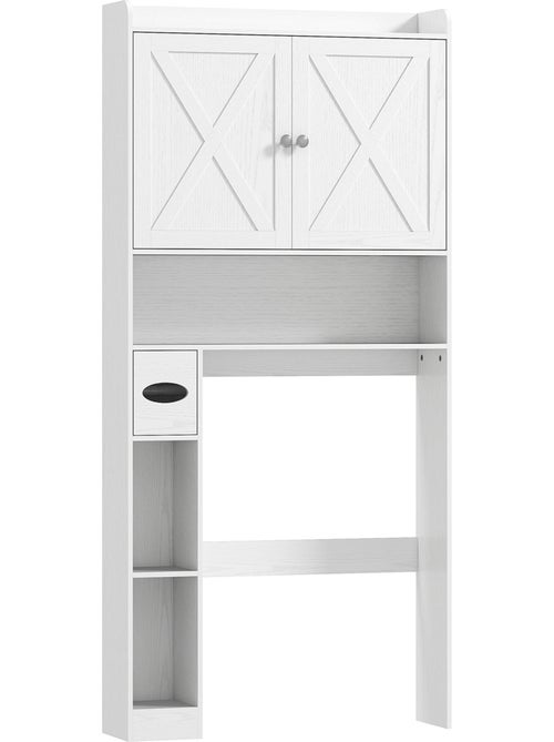 Meuble wc dessus toilettes 2 portes étagère 3 niches porte-papier blanc - Kiabi
