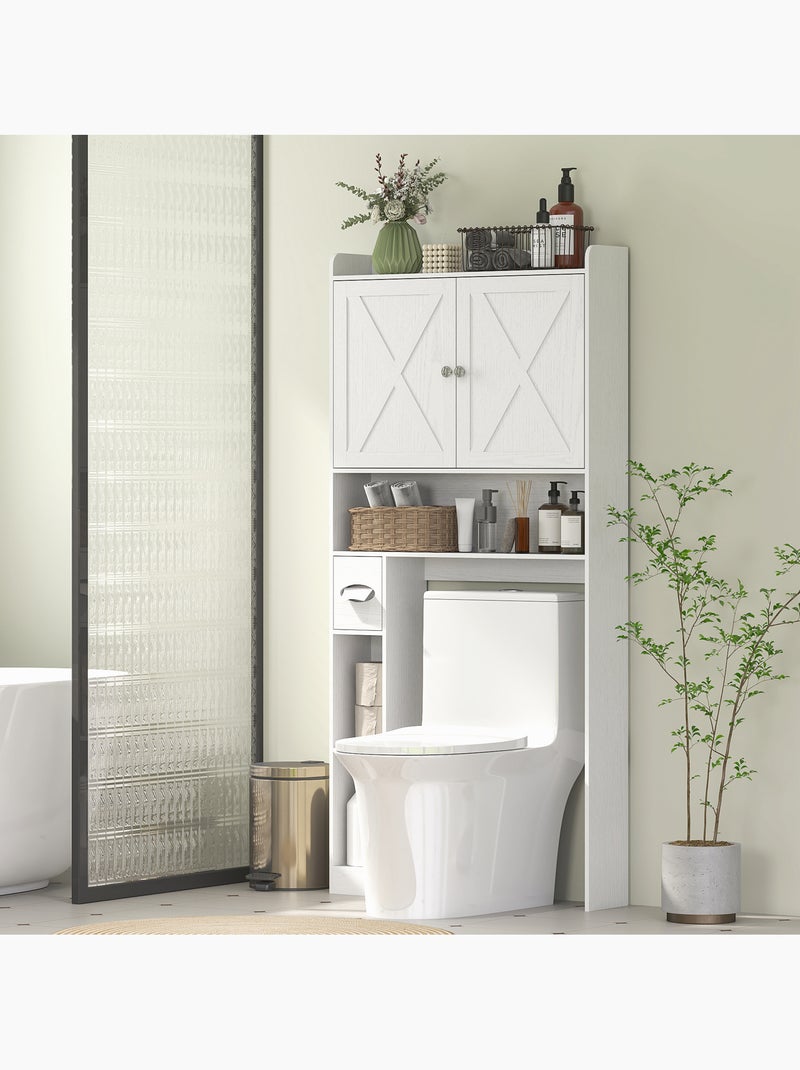 Meuble wc dessus toilettes 2 portes étagère 3 niches porte-papier blanc Blanc Blanc - Kiabi