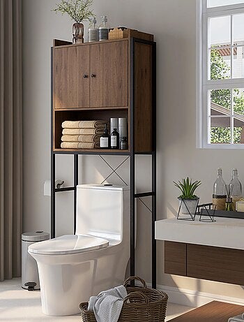 Meuble WC meuble dessus toilettes style industriel 2 portes niche