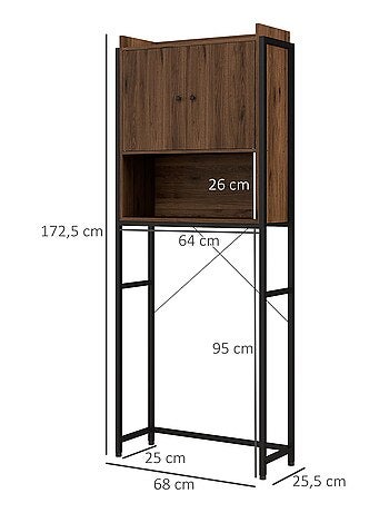 Meuble WC meuble dessus toilettes style industriel 2 portes niche