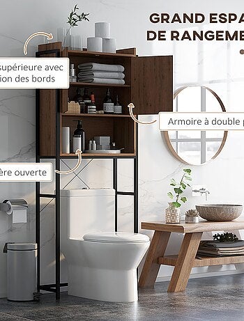 Meuble WC meuble dessus toilettes style industriel 2 portes niche