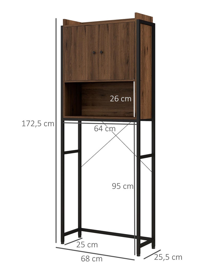 Meuble WC meuble dessus toilettes style industriel 2 portes niche Marron - Kiabi