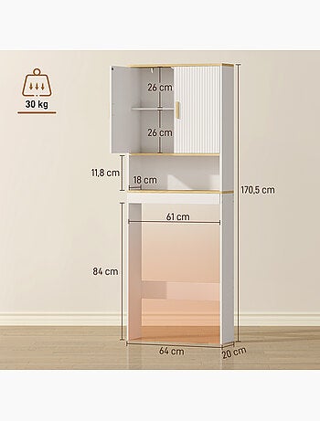 Meuble wc rangement au-dessus des toilettes 3 niveaux bois blanc
