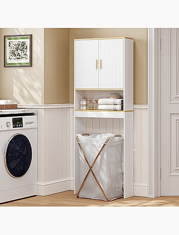 Meuble wc rangement au-dessus des toilettes 3 niveaux bois blanc