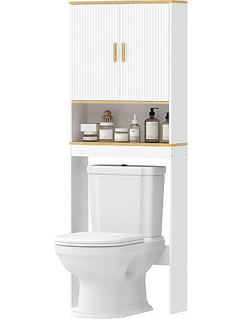 Meuble wc rangement au-dessus des toilettes 3 niveaux bois blanc