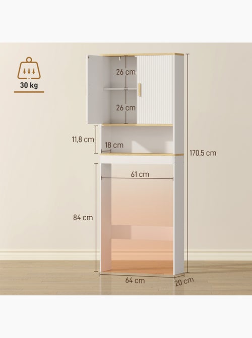 Meuble wc rangement au-dessus des toilettes  3 niveaux bois blanc - Kiabi