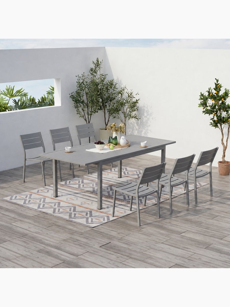 Mezzane table de jardin extensible 6-8 personnes avec 6 chaises en aluminium Gris - Kiabi