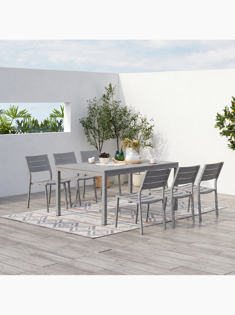 Mezzane table de jardin extensible 6-8 personnes avec 6 chaises en aluminium Gris - Kiabi