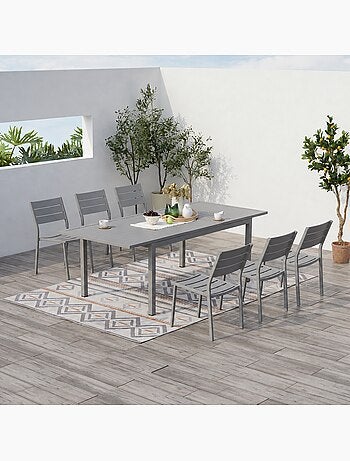 Mezzane table de jardin extensible 6 chaises et 2 fauteuils en alu