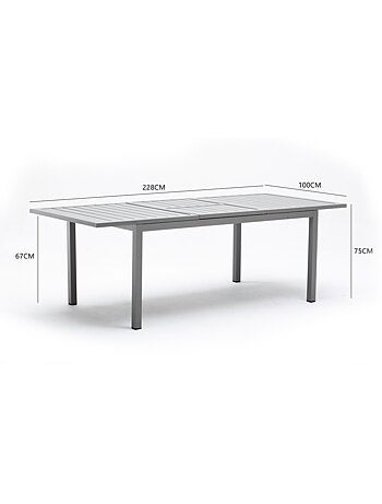 Mezzane table de jardin extensible 6 chaises et 2 fauteuils en alu