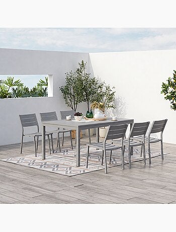 Mezzane table de jardin extensible 6 chaises et 2 fauteuils en alu