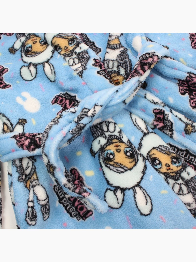Mga entertainment - peignoir à capuche imprimé avec ceinture Bleu - Kiabi