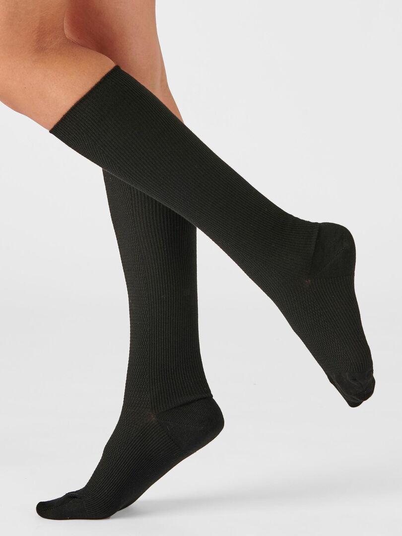 Bande De Satin Transparent à Résille Fiore Idole 20 Denier Noir - Bas De Maintien Cuisse