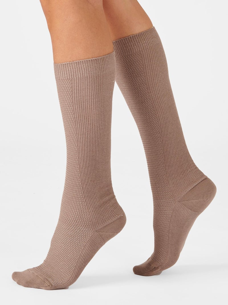 Mi-bas de maintien mixtes Thermolactyl - Damart Taupe - Kiabi