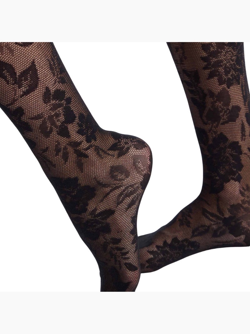 Mi-bas dentelle Style Noir - Kiabi