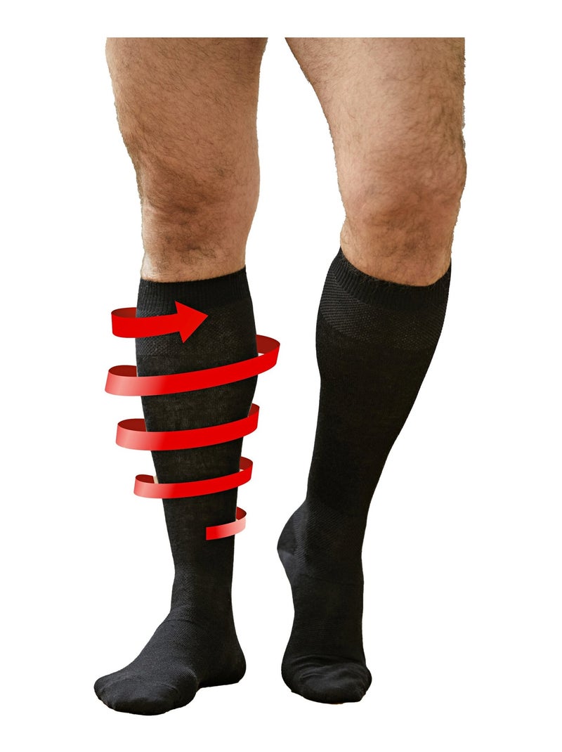 Mi-bas jambes lourdes à effet massant Noir - Kiabi