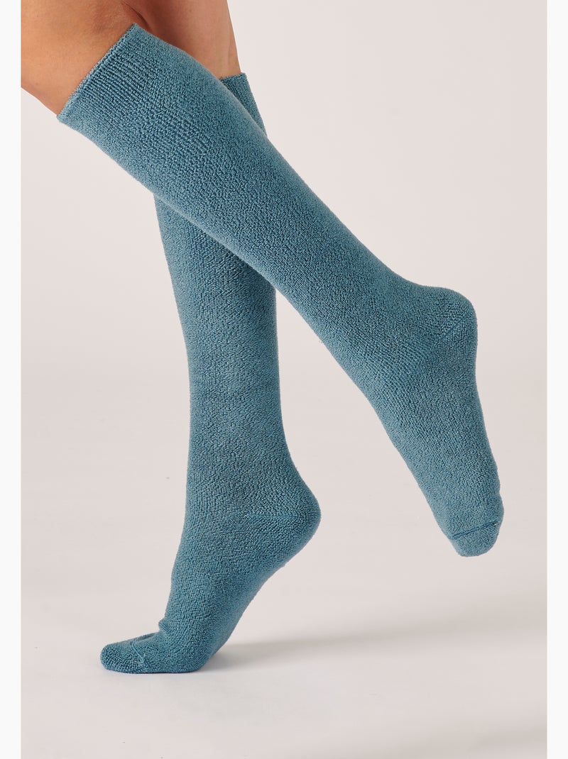 Mi-bas maille bouclette labellisée Thermolactyl mixte - Damart Bleu clair - Kiabi