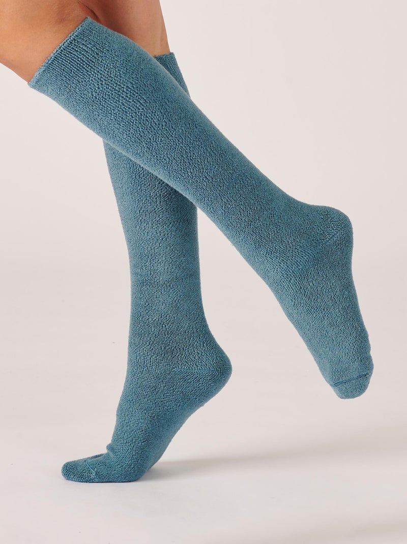 Mi-bas maille bouclette labellisée Thermolactyl mixte - Damart Bleu gris - Kiabi