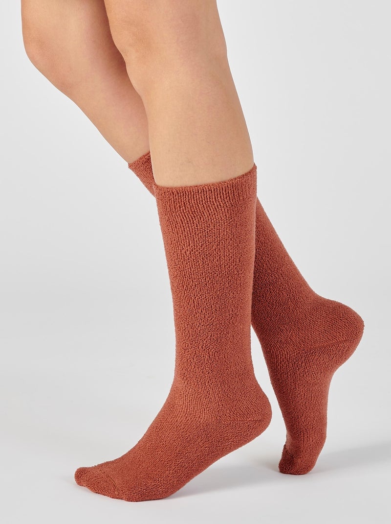 Mi-bas maille bouclette labellisée Thermolactyl mixte - Damart Orange - Kiabi
