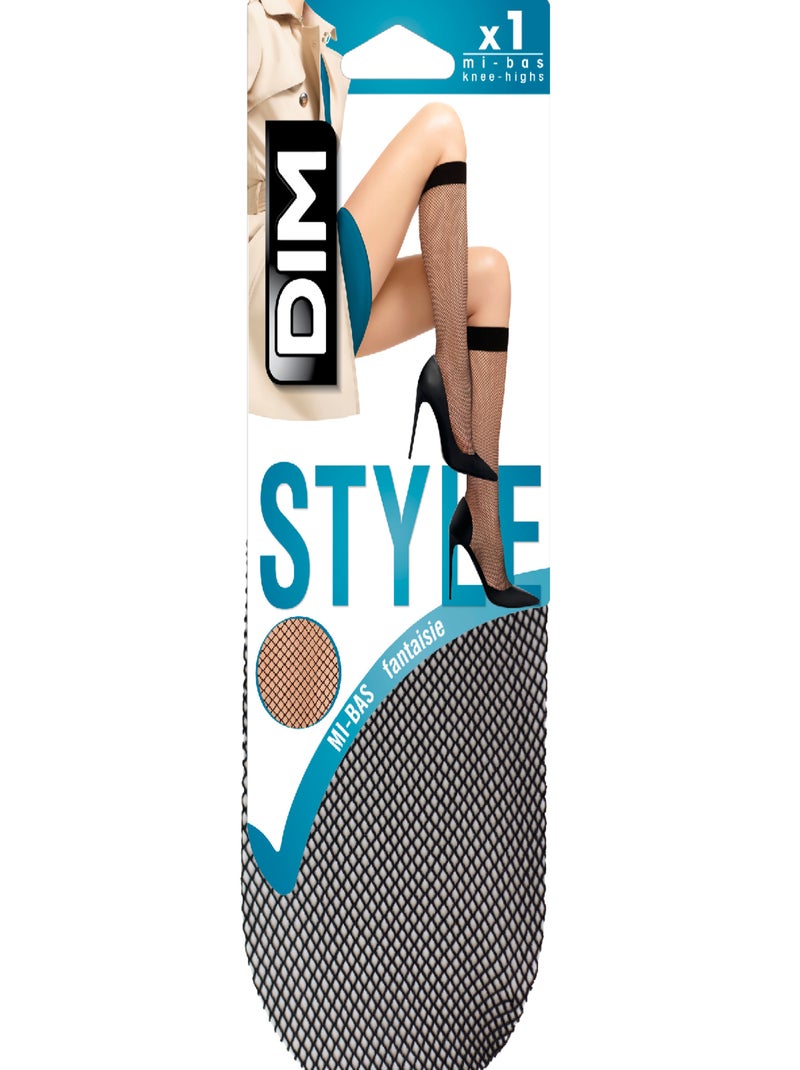 Mi-Bas Résille 73D Style Noir - Kiabi