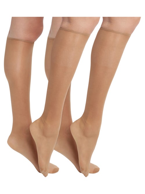 Mi-bas voile brillant bord sans compression 15D SUBLIM, lot de 2 paires - Kiabi