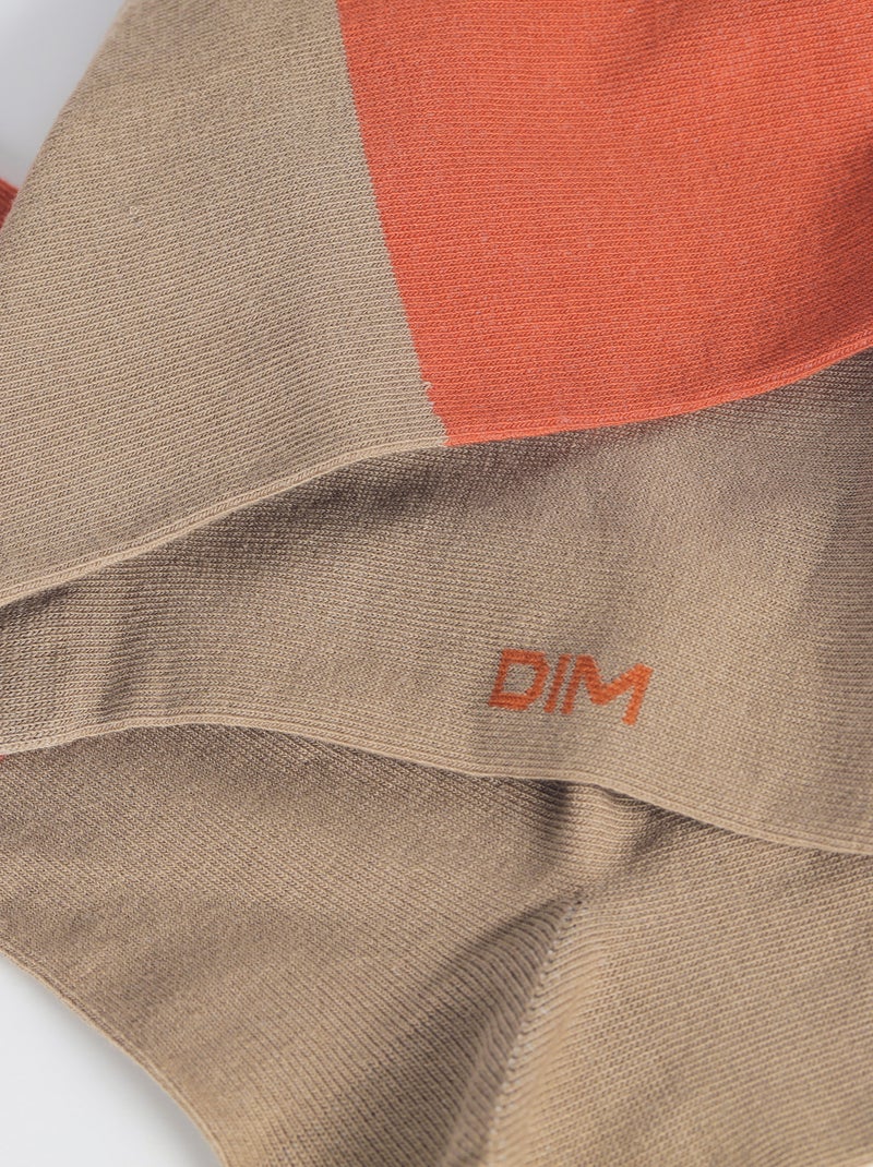 Mi-chaussettes bicolores coton peigné Marron clair - Kiabi