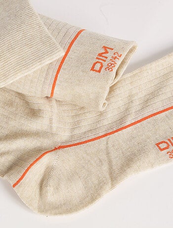 Mi-chaussettes côtelées liseré coloré