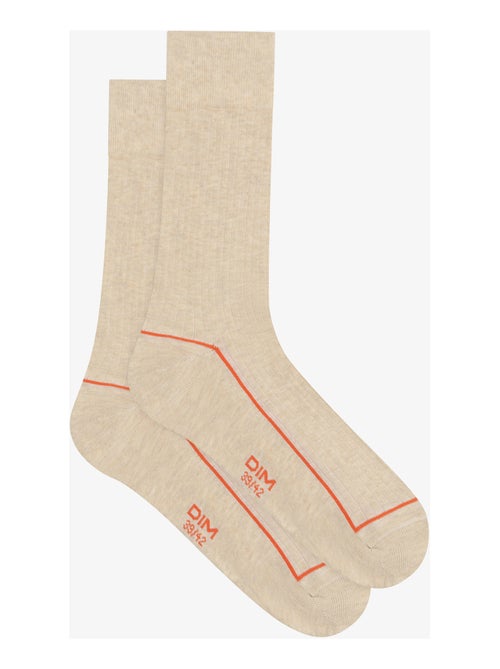 Mi-chaussettes côtelées liseré coloré - Kiabi