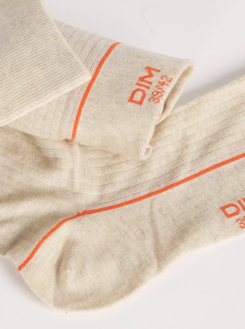 Mi-chaussettes côtelées liseré coloré - Kiabi