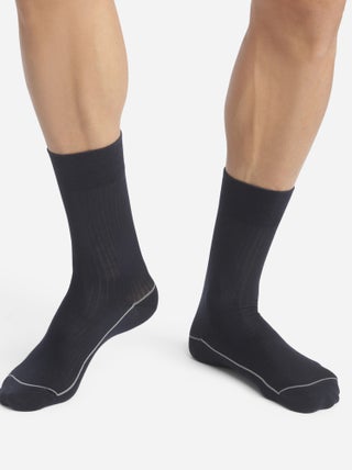 Mi-chaussettes côtelées liseré coloré