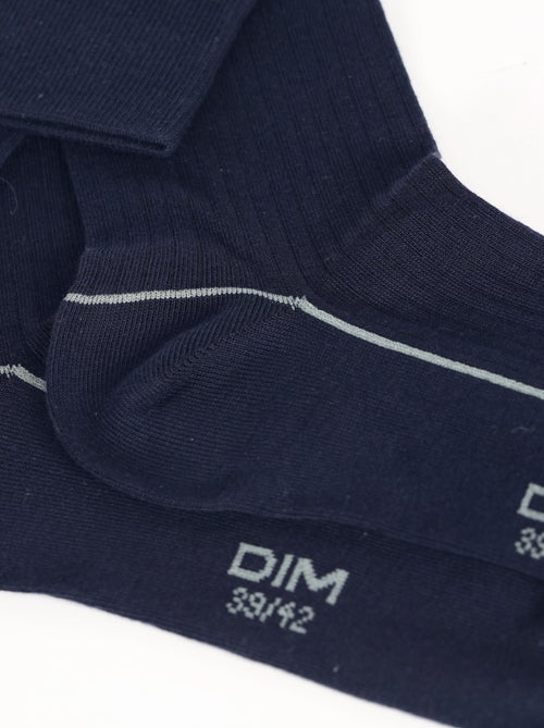 Mi-chaussettes côtelées liseré coloré - Kiabi