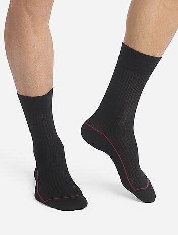Mi-chaussettes côtelées liseré coloré