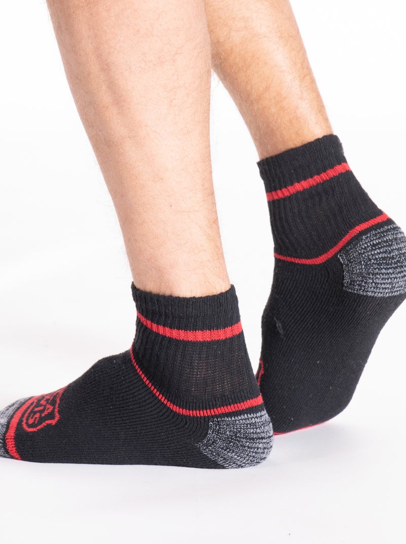 Mi-chaussettes de travail renforcées, lot de 3 SOCKMN  'Rica Lewis' Noir - Kiabi