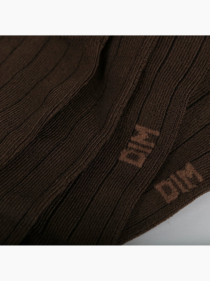 Mi-chaussettes effet satiné Mode Marron foncé - Kiabi