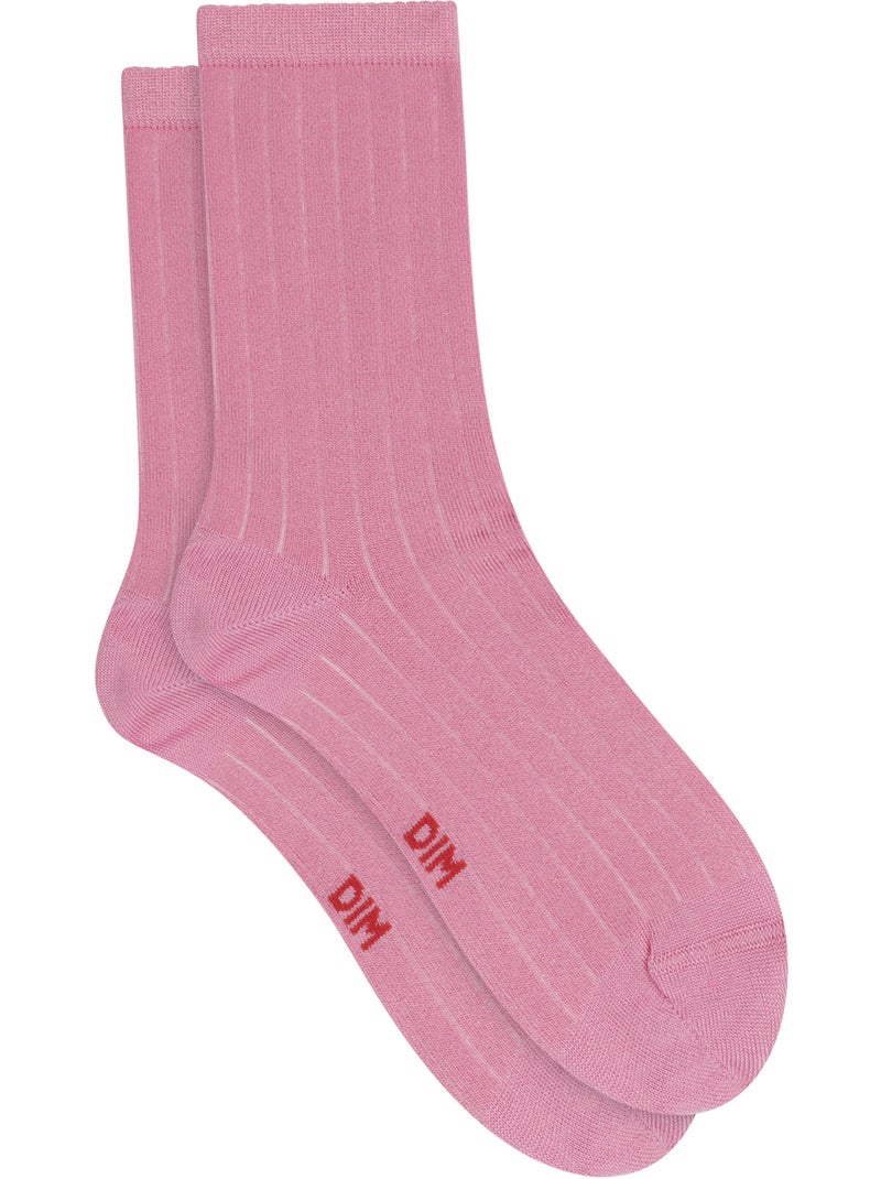 Mi-chaussettes effet satiné mode Rose - Kiabi