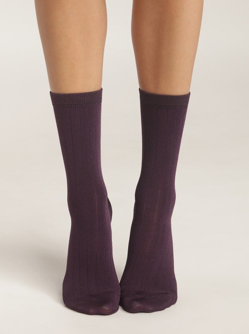 Mi-chaussettes effet satiné Mode - Kiabi