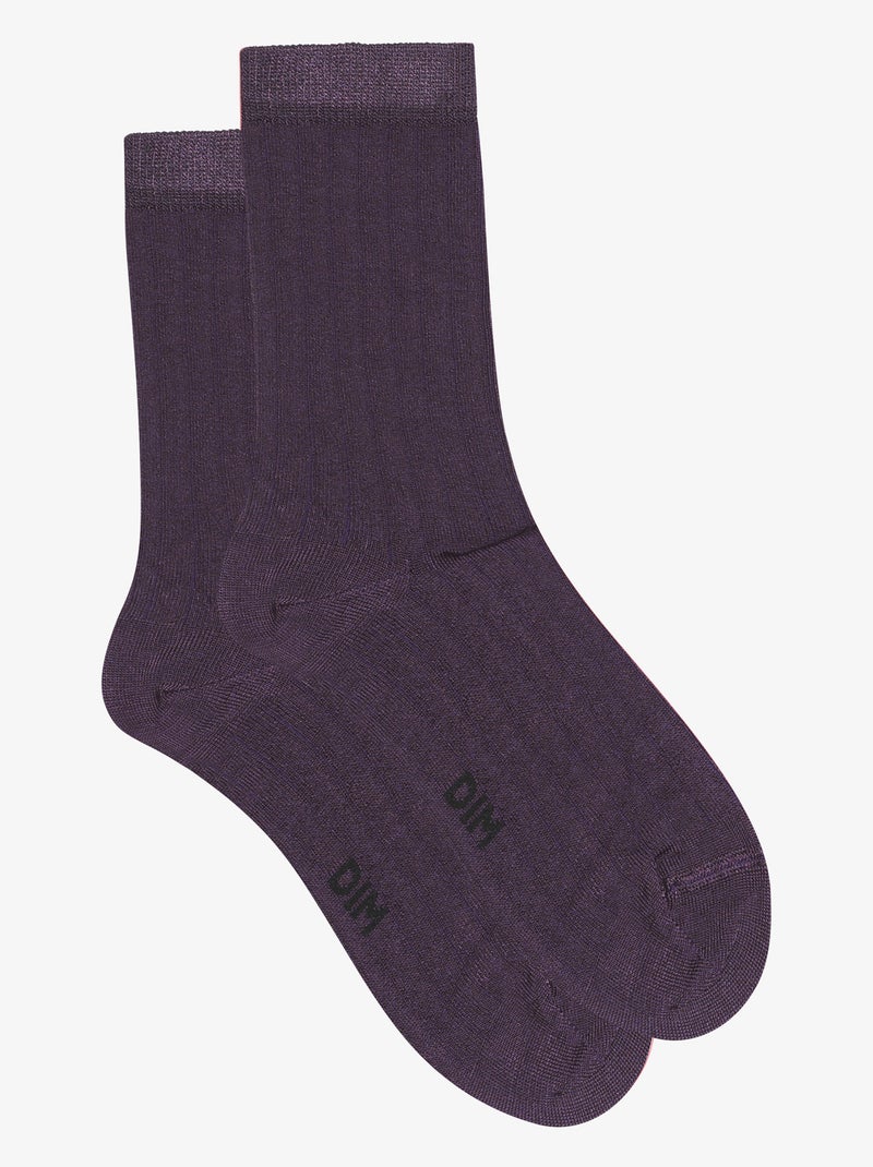 Mi-chaussettes effet satiné Mode Violet foncé - Kiabi