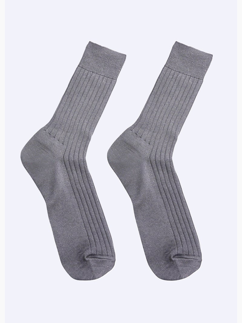 Mi-chaussettes laine intérieur coton - lot de 2 paires - AFIBEL Gris - Kiabi