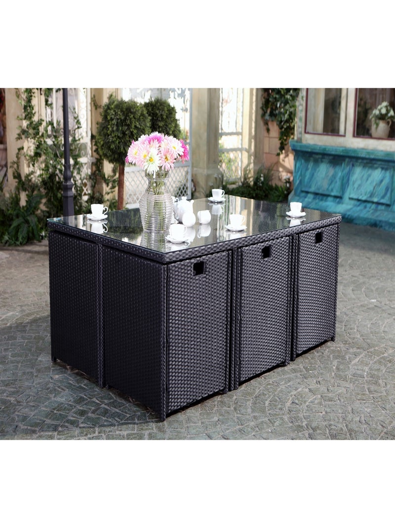 MIAMI MIAMI - Salon de jardin 10 places noir-gris + housse de protection Gris - Kiabi
