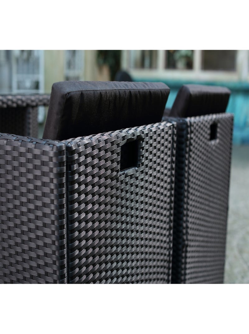 MIAMI MIAMI - Salon de jardin 10 places noir-noir + housse de protection Noir - Kiabi