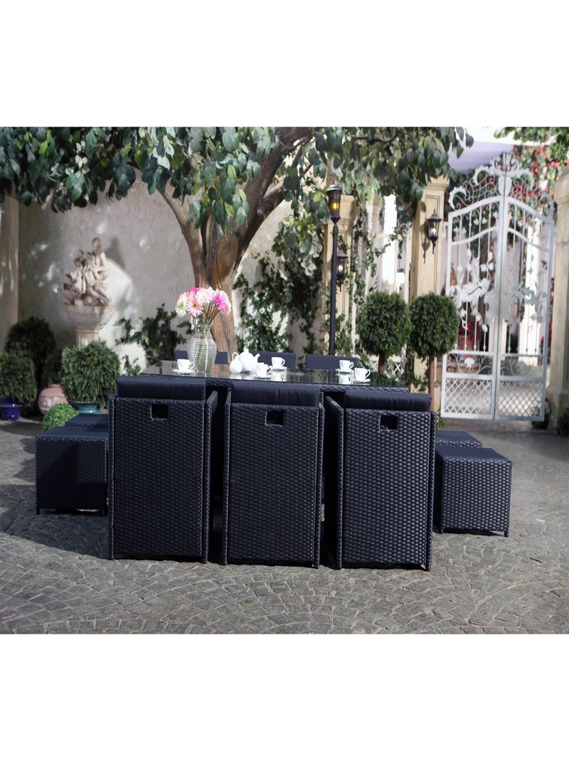 MIAMI MIAMI - Salon de jardin 10 places noir-noir + housse de protection Noir - Kiabi