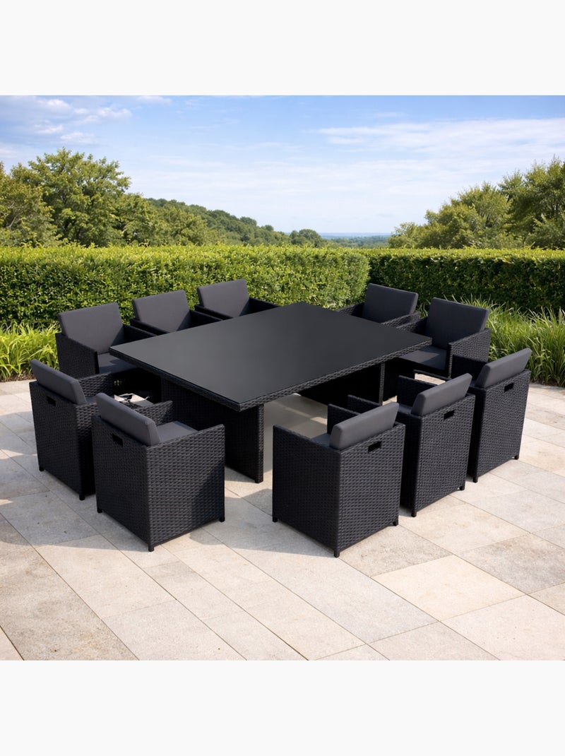MIAMI MIAMI - Salon de jardin 6 places noir-gris + housse de protection Gris - Kiabi