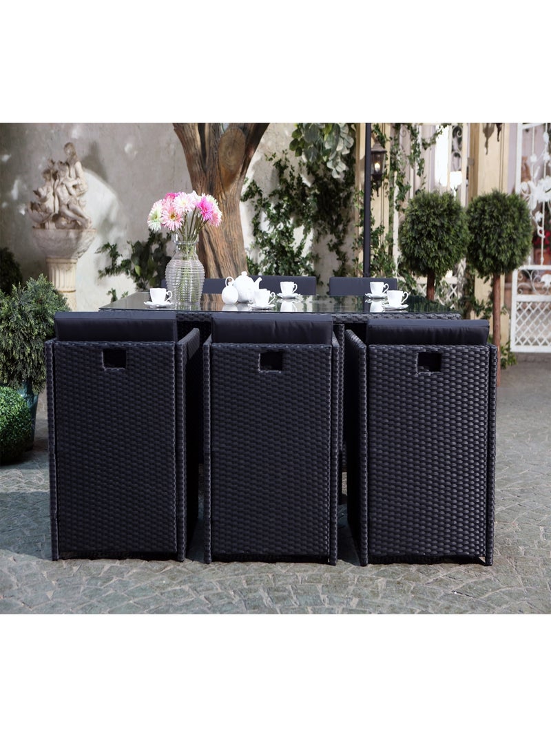 MIAMI MIAMI - Salon de jardin 6 places noir-noir + housse de protection Noir - Kiabi