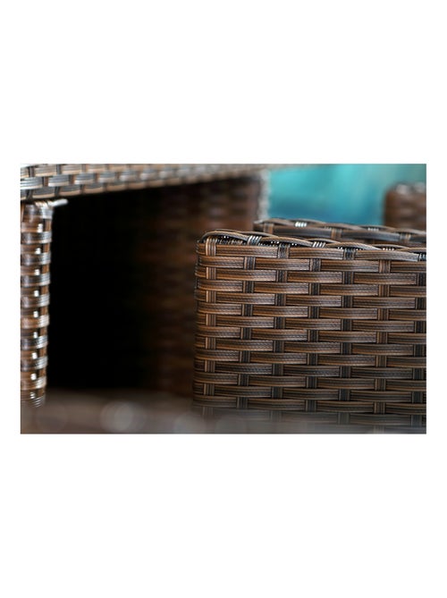 MIAMI Salon de jardin 10 places marron-blanc + housse de protection - Kiabi