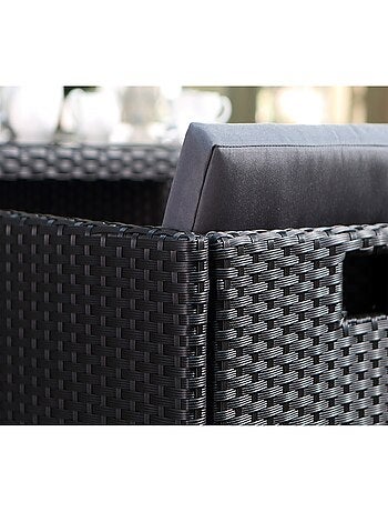 MIAMI Salon de jardin 10 places noir-blanc + housse de protection