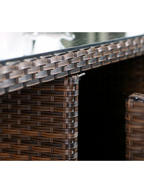MIAMI Salon de jardin 6 places marron-blanc + housse de protection - Kiabi