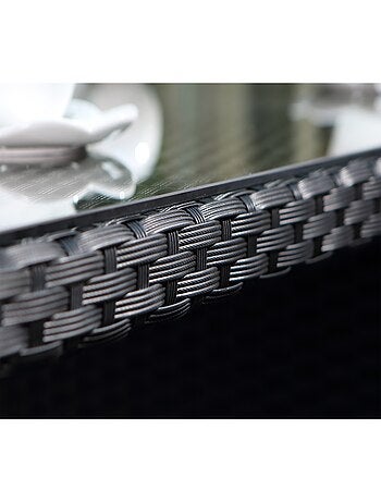 MIAMI Salon de jardin 6 places noir-noir + housse de protection