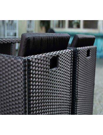 MIAMI Salon de jardin 6 places noir-noir + housse de protection